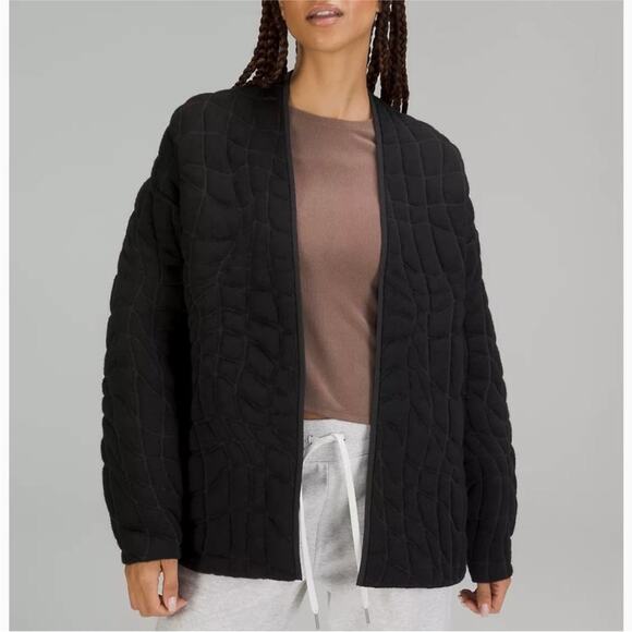 Lululemon Insulated Oversized Jacquard Black Cardigan Size 6 - Picture 1 of 9
